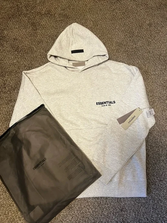 Essentials Light Gray Crewneck Sweatshirt with ESSENTIALS Logo - Picture 2 of 5